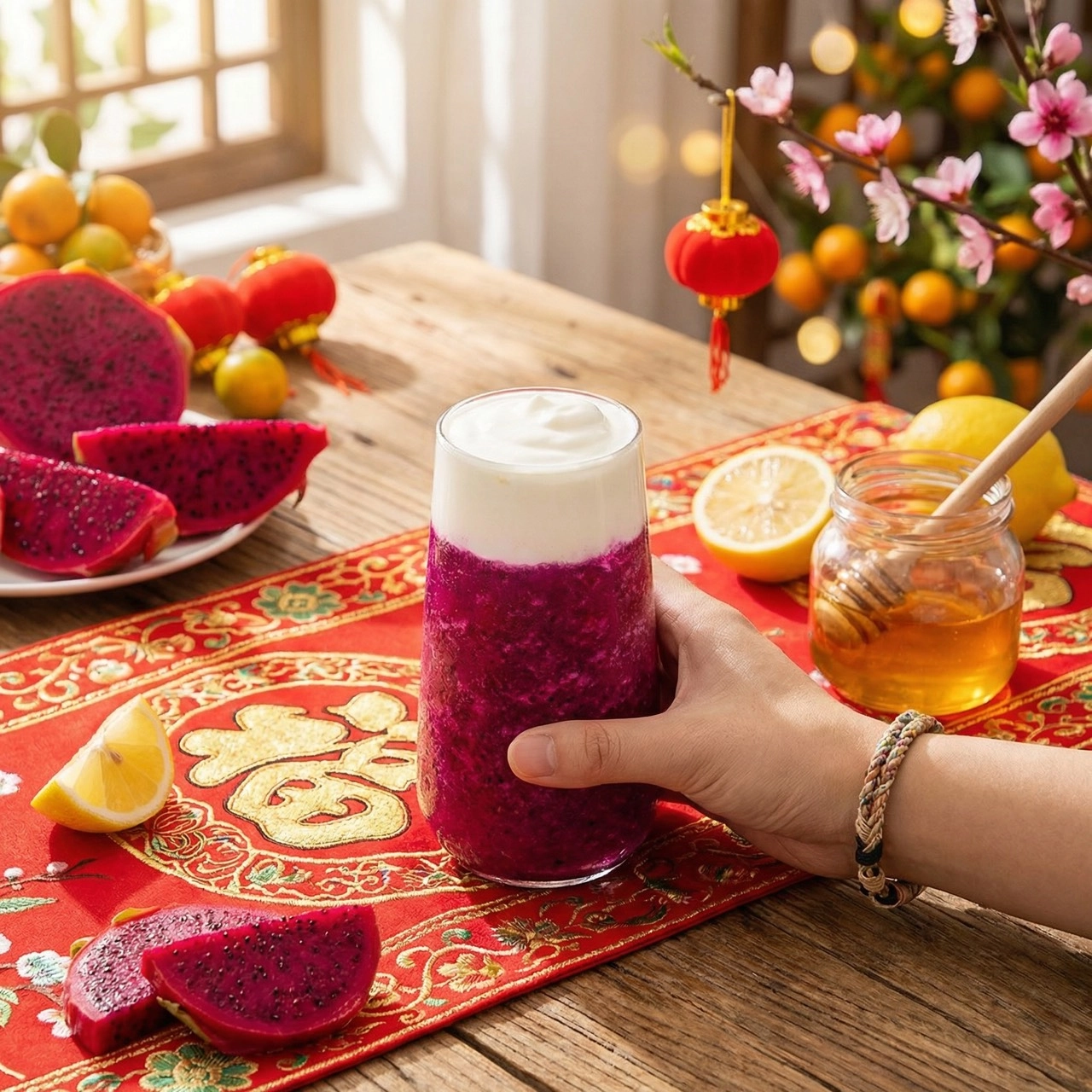 手搖飲,過年,新年,火龍果,純蜂蜜,AI智茶控品質,自然湉