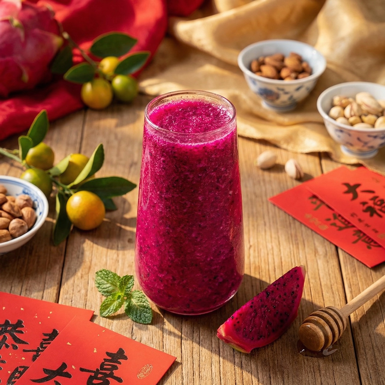 手搖飲,過年,新年,火龍果,純蜂蜜,AI智茶控品質,自然湉