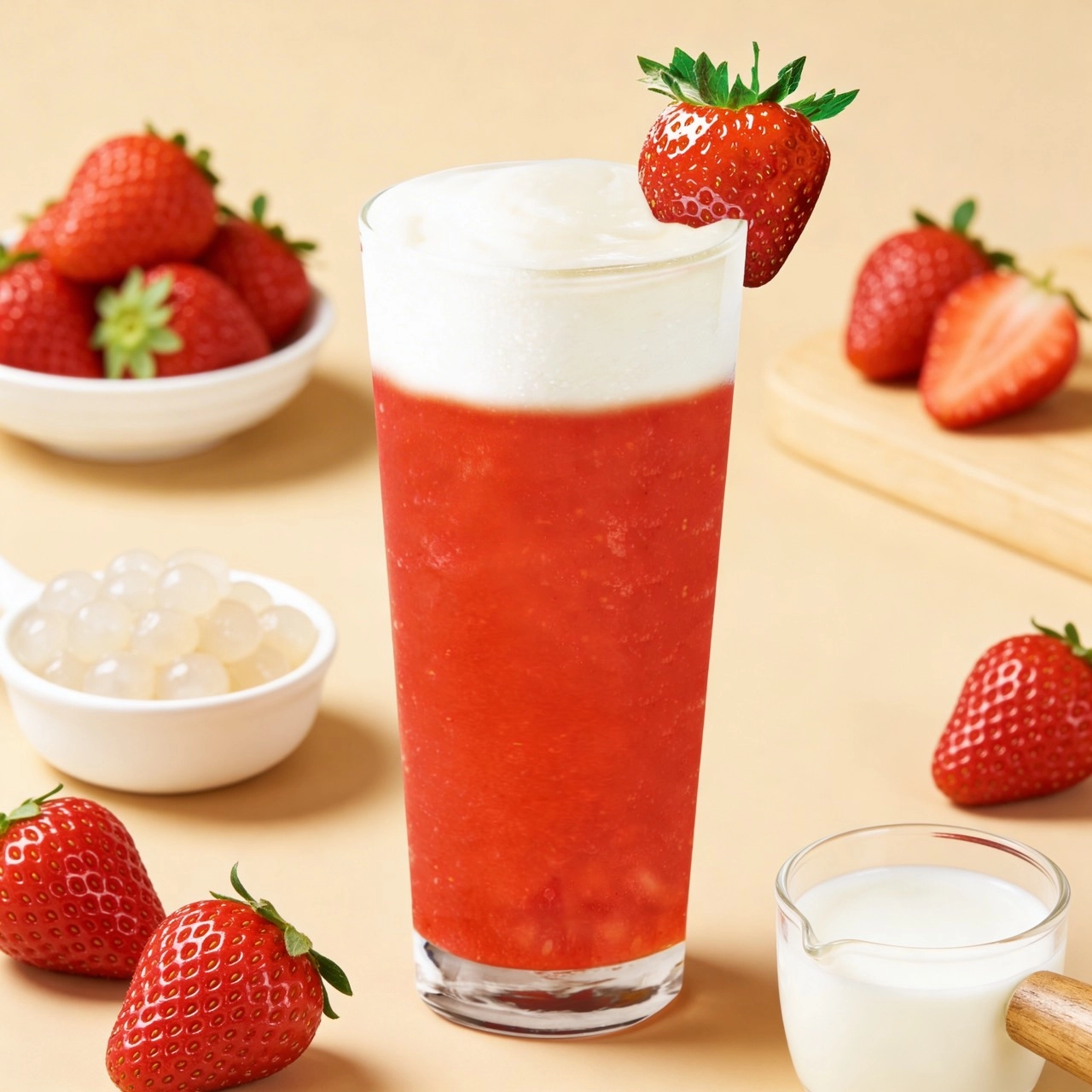 草莓,草莓季,草莓牛奶,自然湉,草莓甘露,牛奶,奶蓋,起司