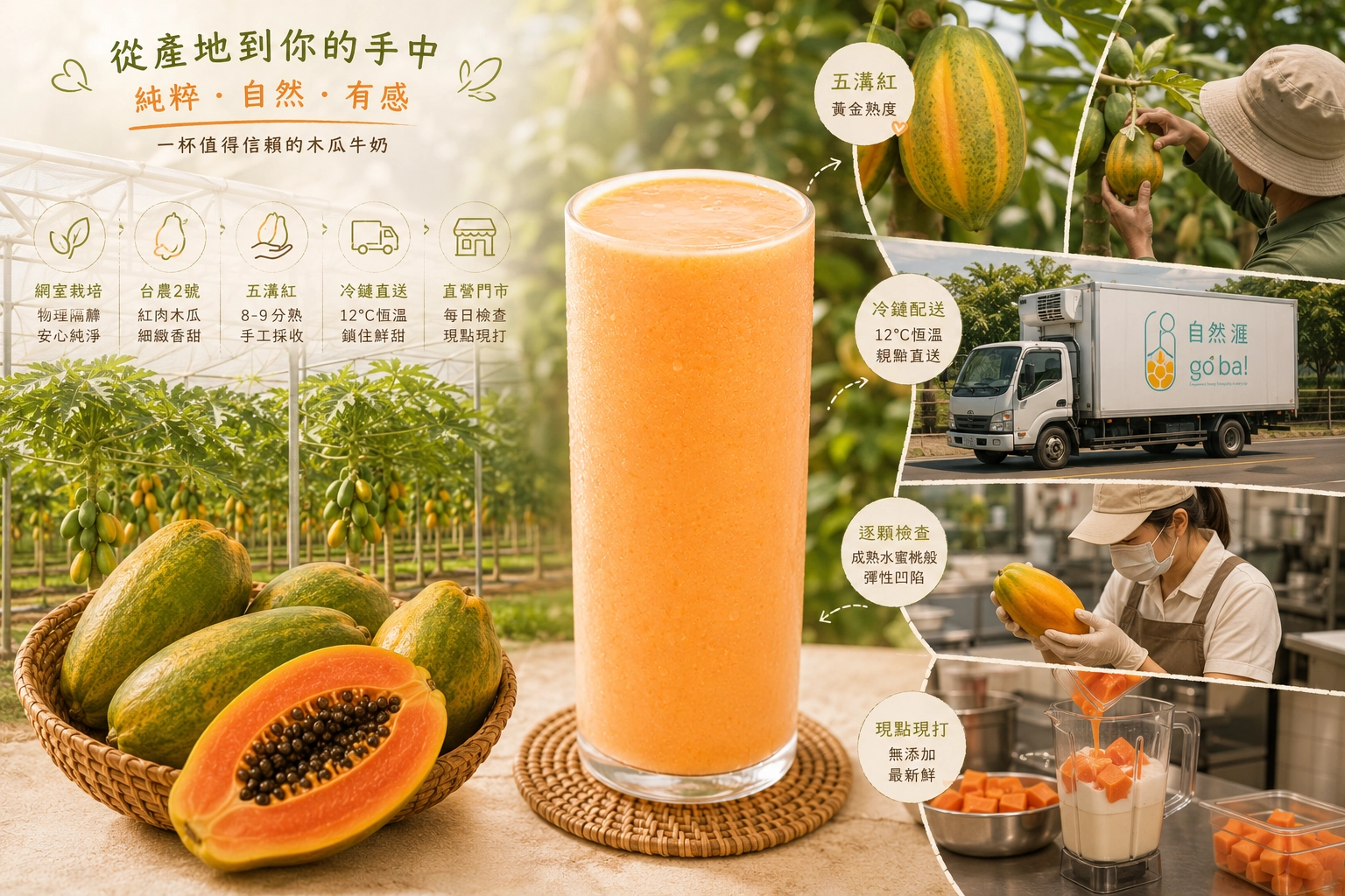 木瓜牛奶、自然湉、手搖飲、水果牛奶