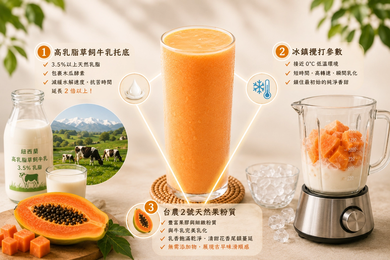 木瓜牛奶、自然湉、手搖飲、水果牛奶