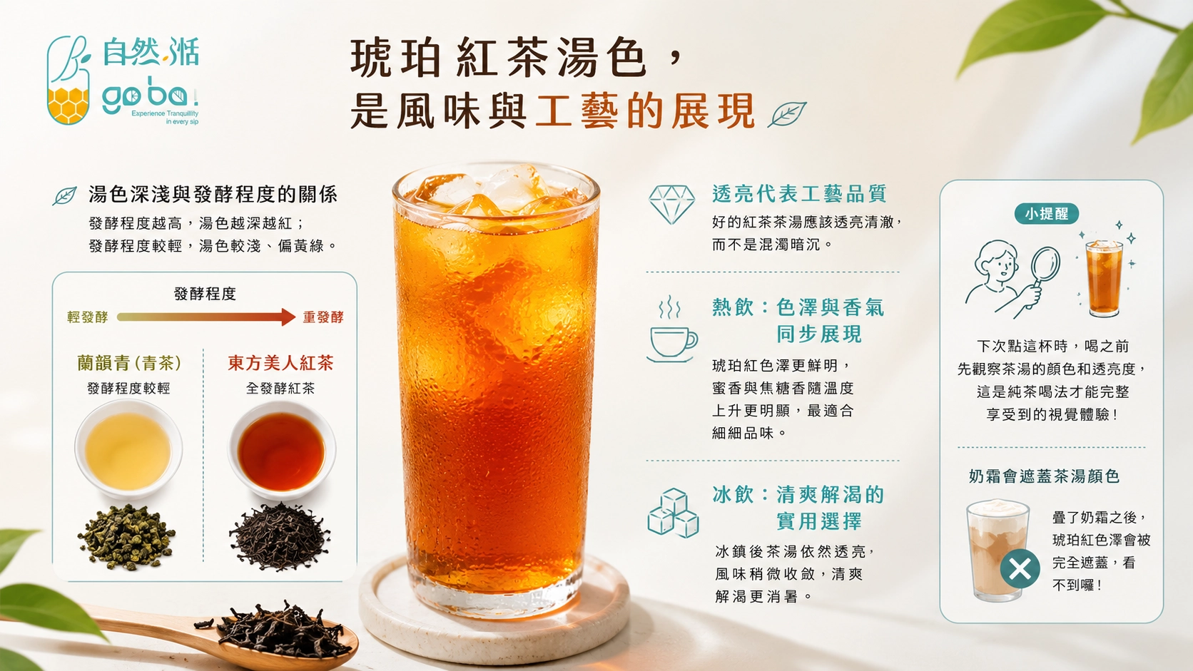 自然湉東方美人紅茶琥珀紅茶湯色與發酵程度、冷熱飲風味介紹