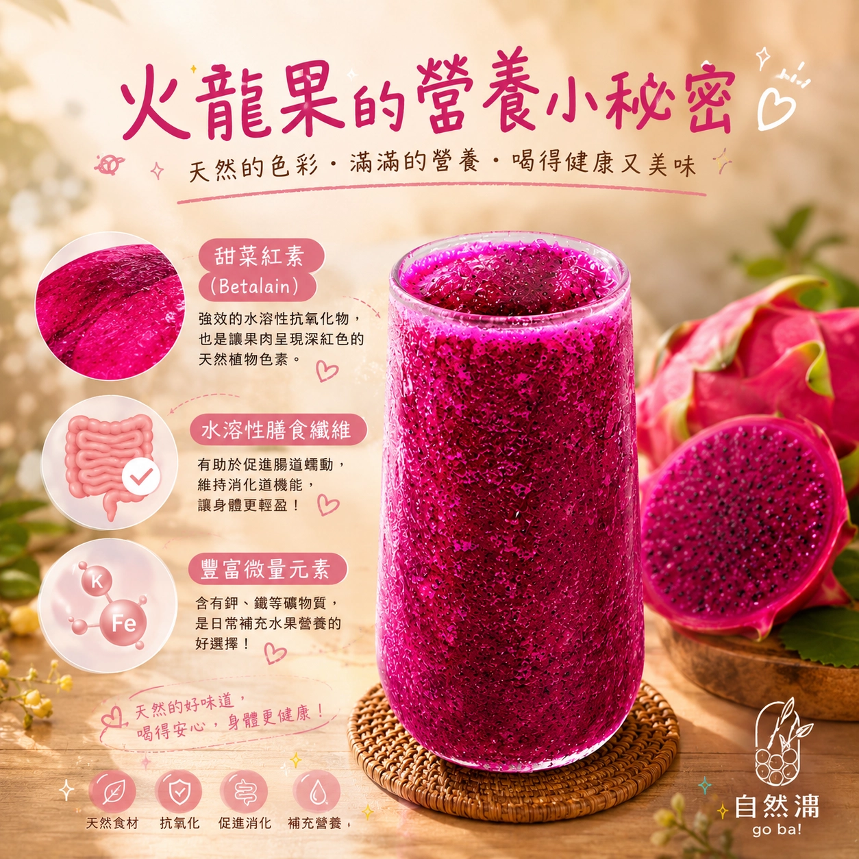 和自然湉的火龍果蜂蜜檸檬,給自已充滿營養