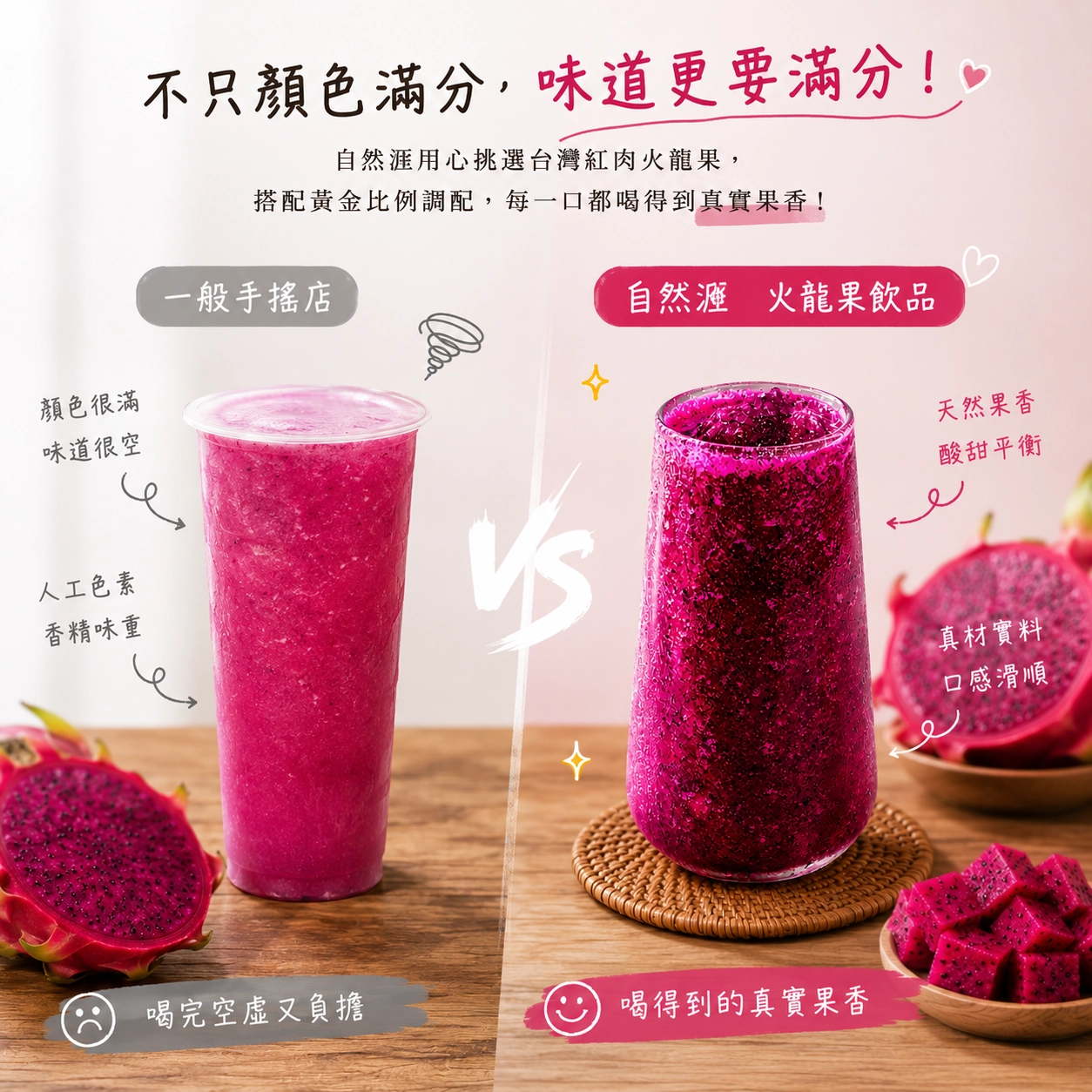 自然湉嚴選台灣在地紅肉火龍果原料